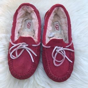 UGG Dakota Red Suede Moccasin Slippers Little Girls Size 13
